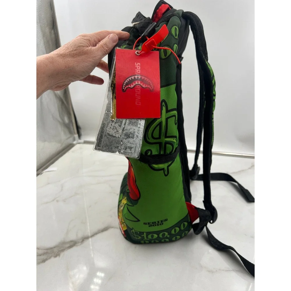Sprayground Red Bear Money Limited Edition Green Streetwear Backpack NWT